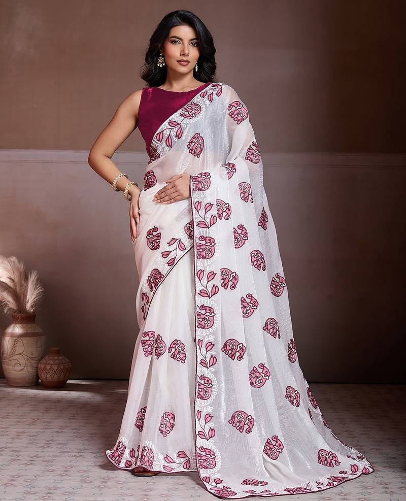 Womens new fancy trending party wear fendy chiffon saree