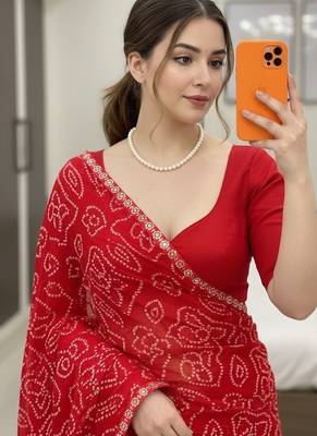 Womens simply daily wear georgette saree 2