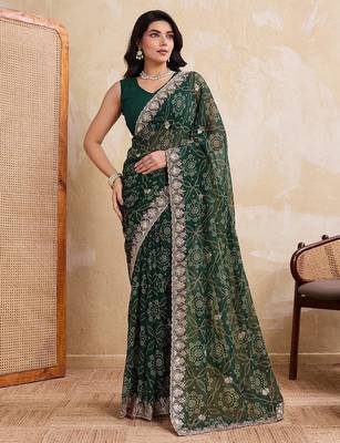 laheriya bandhej georgette saree for daily wear 1
