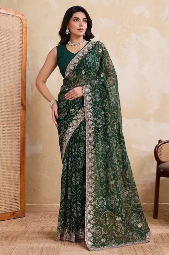 New trendy laheriya bandhej georgette saree for daily wear
