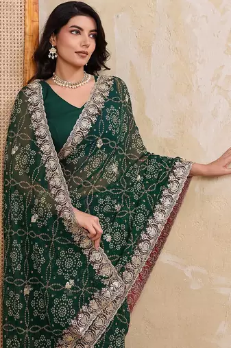 laheriya bandhej georgette saree for daily wear