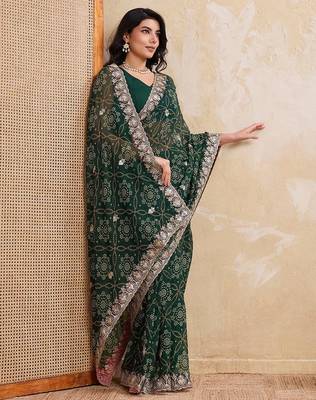 laheriya bandhej georgette saree for daily wear 3