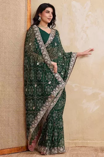 laheriya bandhej georgette saree for daily wear