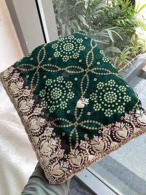 laheriya bandhej georgette saree for daily wear 4