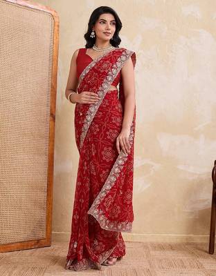 laheriya bandhej georgette saree for daily wear 3