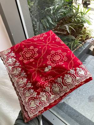 laheriya bandhej georgette saree for daily wear 4