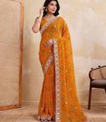  laheriya bandhej georgette saree for daily wear