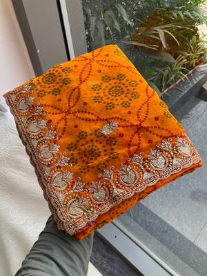 laheriya bandhej georgette saree for daily wear 4