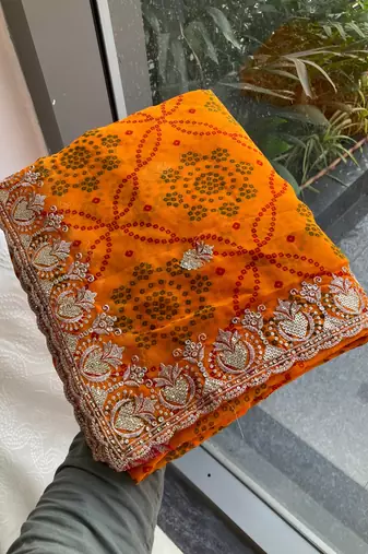 laheriya bandhej georgette saree for daily wear