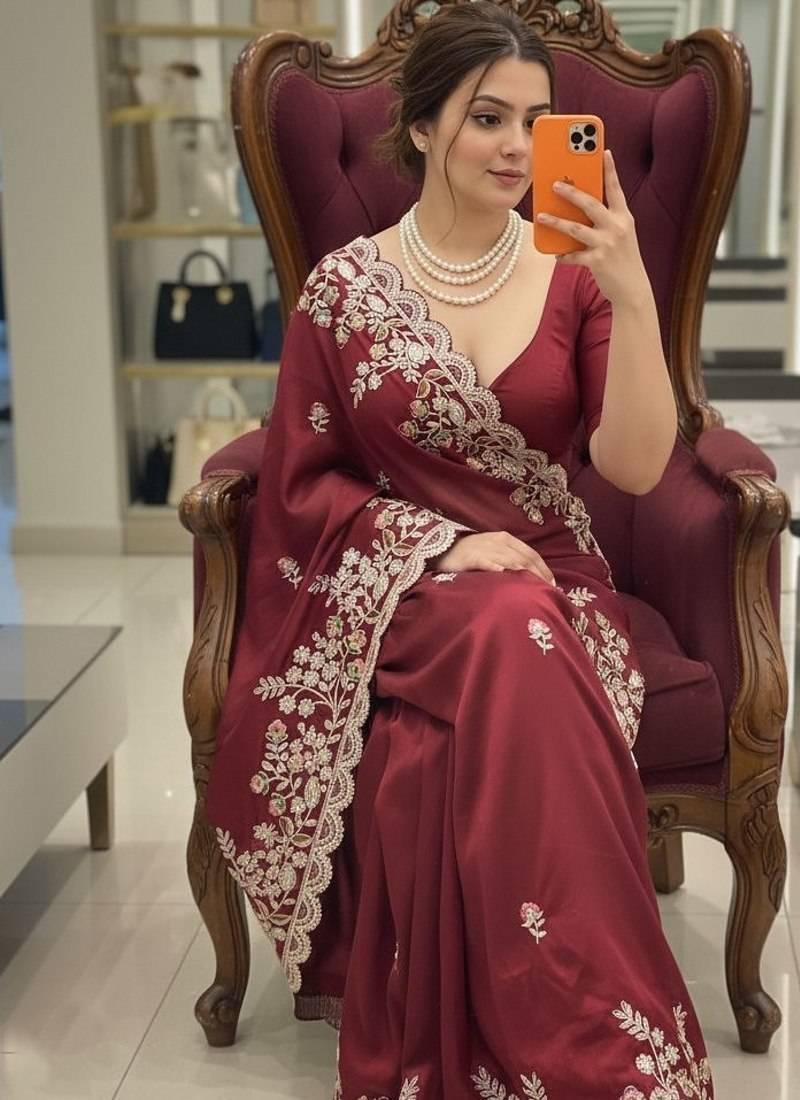 New trendy party wear soft silk saree