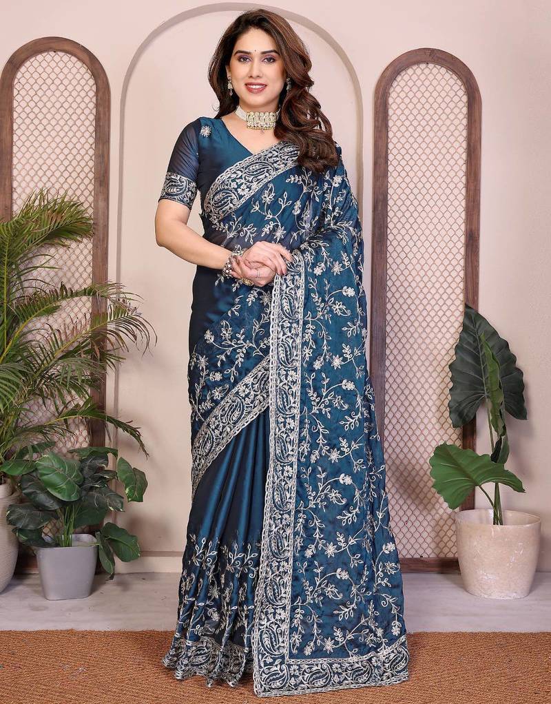 New trendy party wear soft silk saree