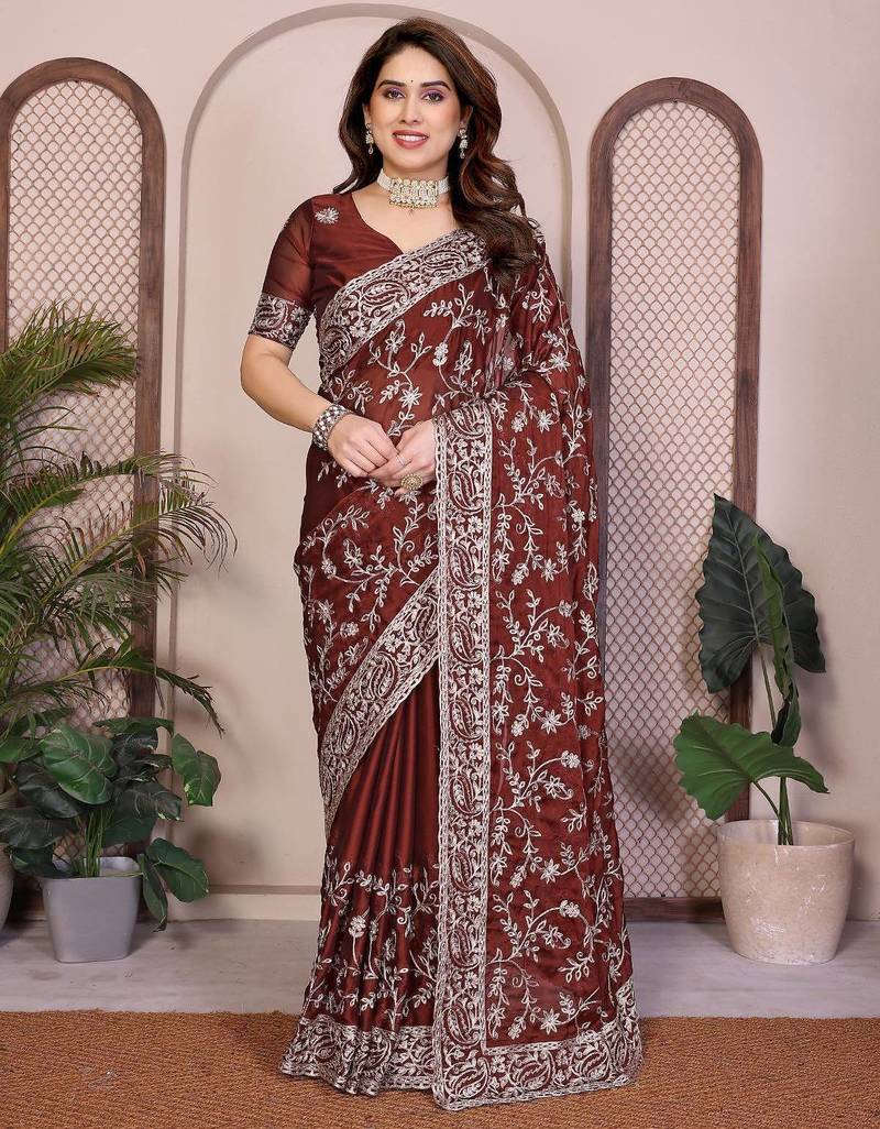New trendy party wear soft silk saree