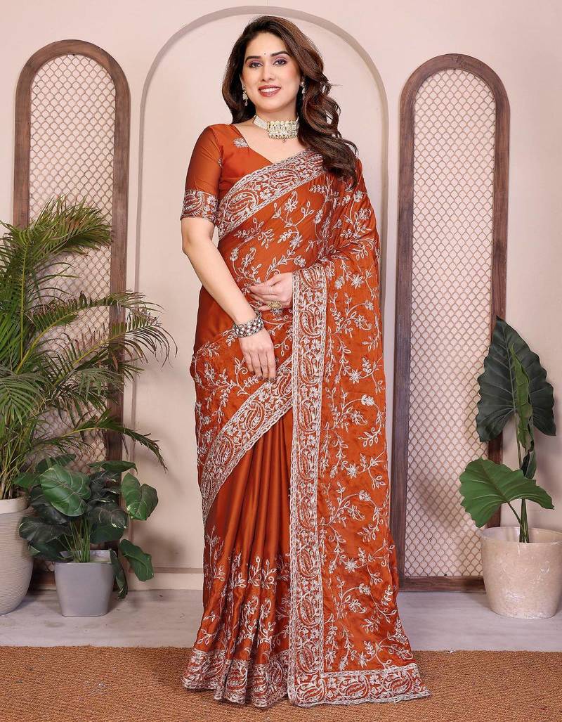 New trendy party wear soft silk saree
