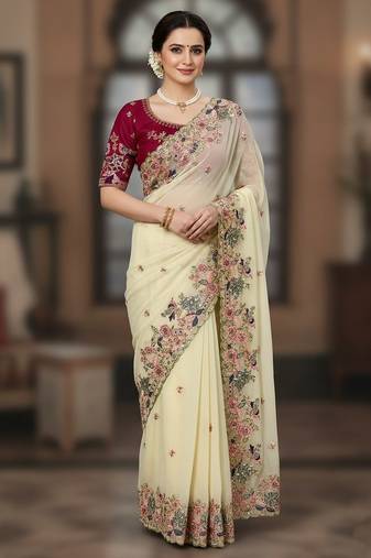 Womens fancy arrive party wear soft georgette saree