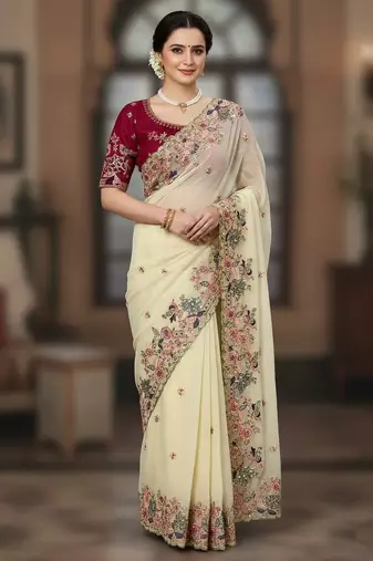 Womens new fancy arrive party wear soft georgette saree