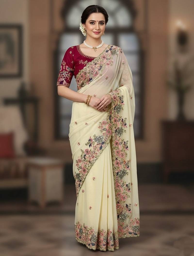Womens new fancy arrive party wear soft georgette saree
