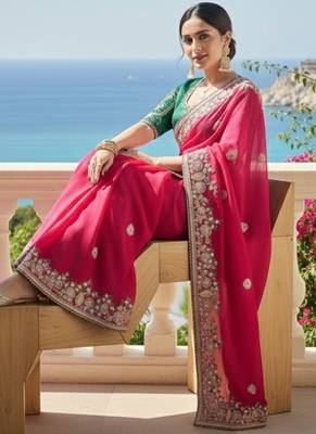 New party wear soft fendy chiffon silk saree 2