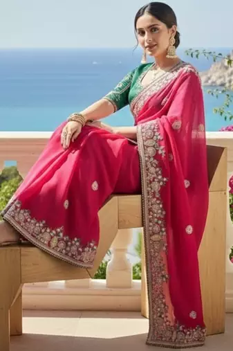 New party wear soft fendy chiffon silk saree