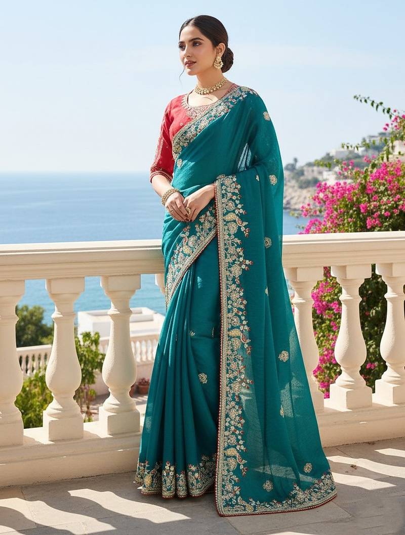 New stylish party wear soft  fendy chiffon silk saree