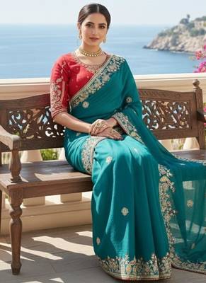 party wear soft fendy chiffon silk saree 2