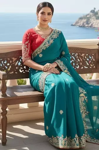 party wear soft fendy chiffon silk saree
