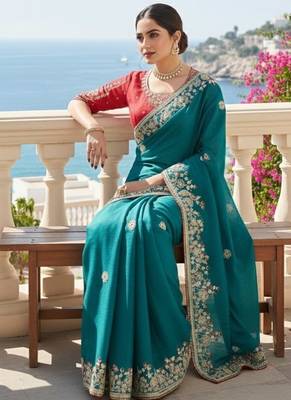 party wear soft fendy chiffon silk saree 3