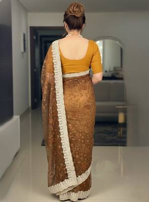 party wear two tone twill net saree 2
