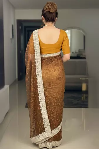 party wear two tone twill net saree