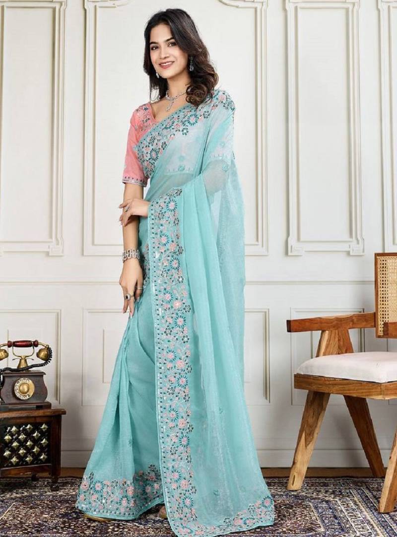 New trendy  stylish wedding wear crunchy silk saree