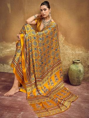 Elegant modal satin print saree with blouse 1