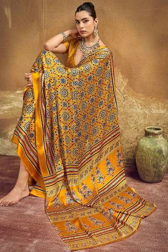 Elegant modal satin print saree with blouse