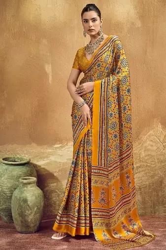 Elegant modal satin print saree with blouse
