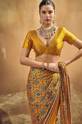 Elegant modal satin print saree with blouse