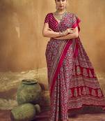 Elegant modal satin print saree with blouse 