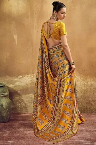 Elegant modal satin print saree with blouse
