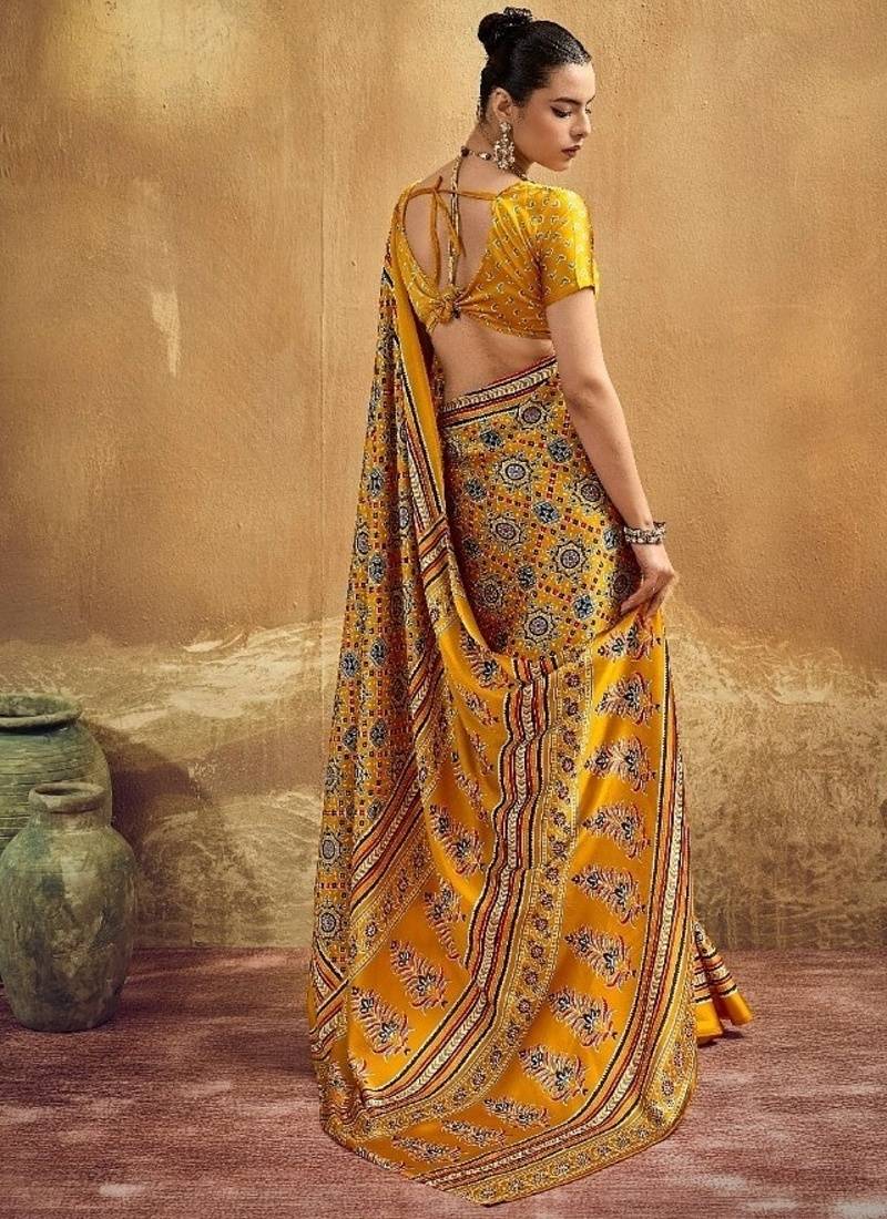Elegant modal satin print saree with blouse 