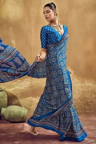 Elegant modal satin print saree with blouse