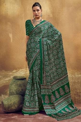 Elegant modal satin print saree with blouse 