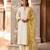 Lemon yellow embroidered silk chanderi kurta set