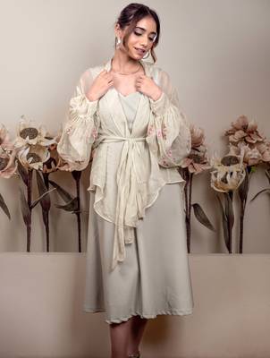 Bloomed mint dress jacket set 1