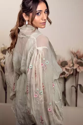 Bloomed mint dress jacket set