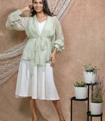 Bloomed mint with white dress jacket set