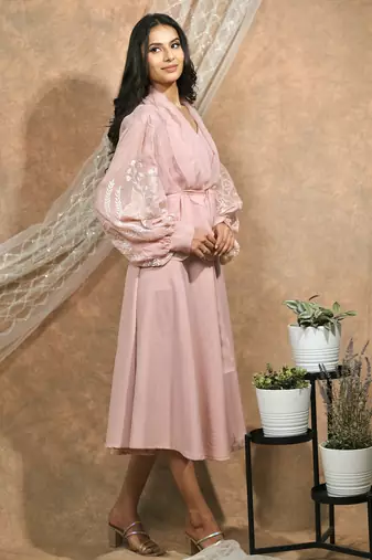 Bloomed peach jacket dress set