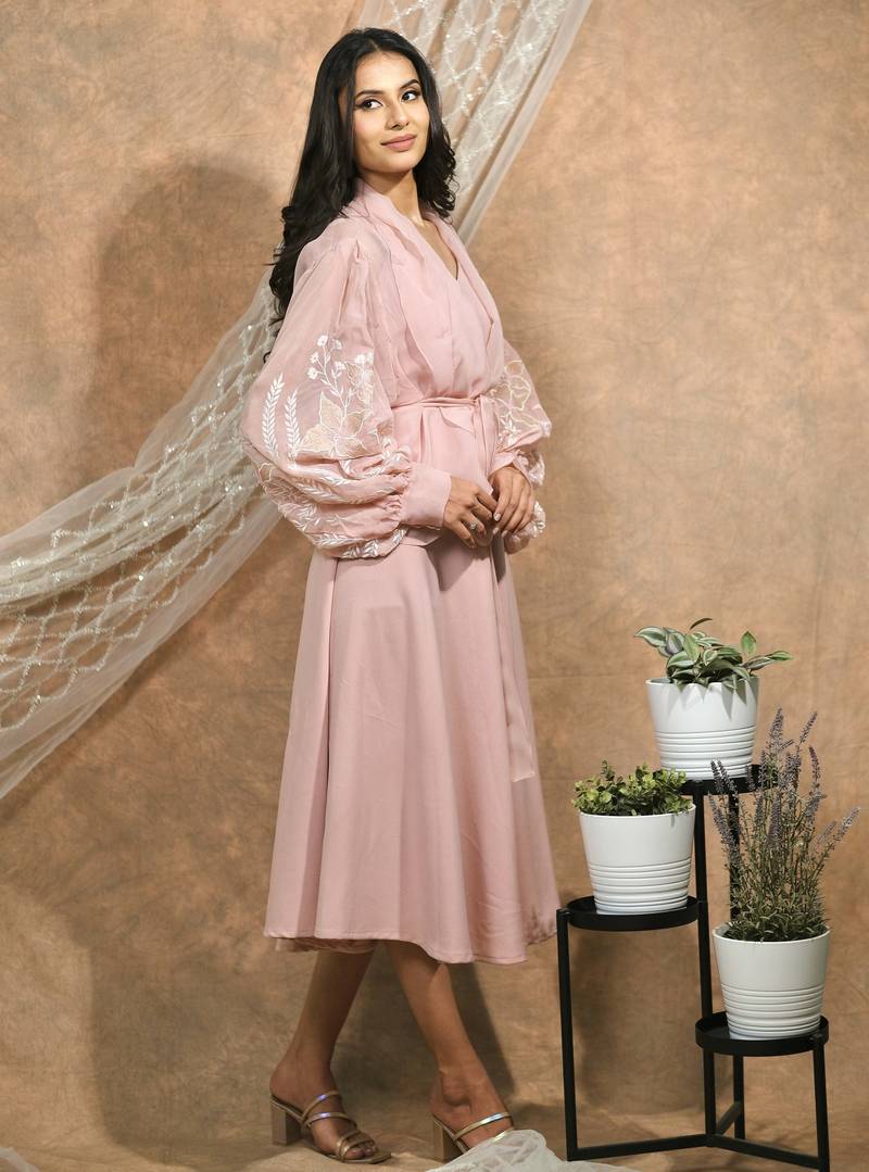 Bloomed peach jacket dress set
