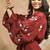 Bloomed maroon jacket with dress set