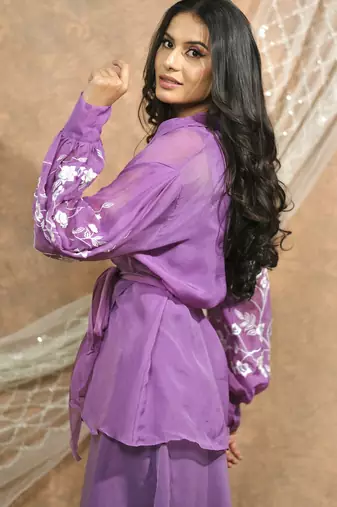 Bloomed lavender jacket dress set