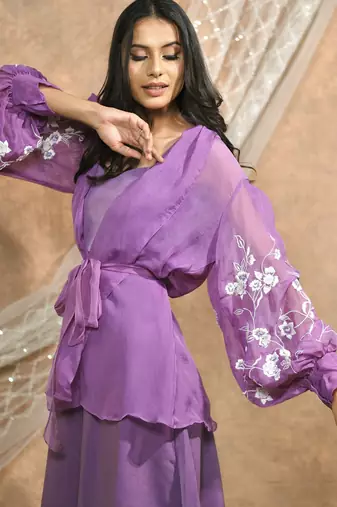 Bloomed lavender jacket dress set