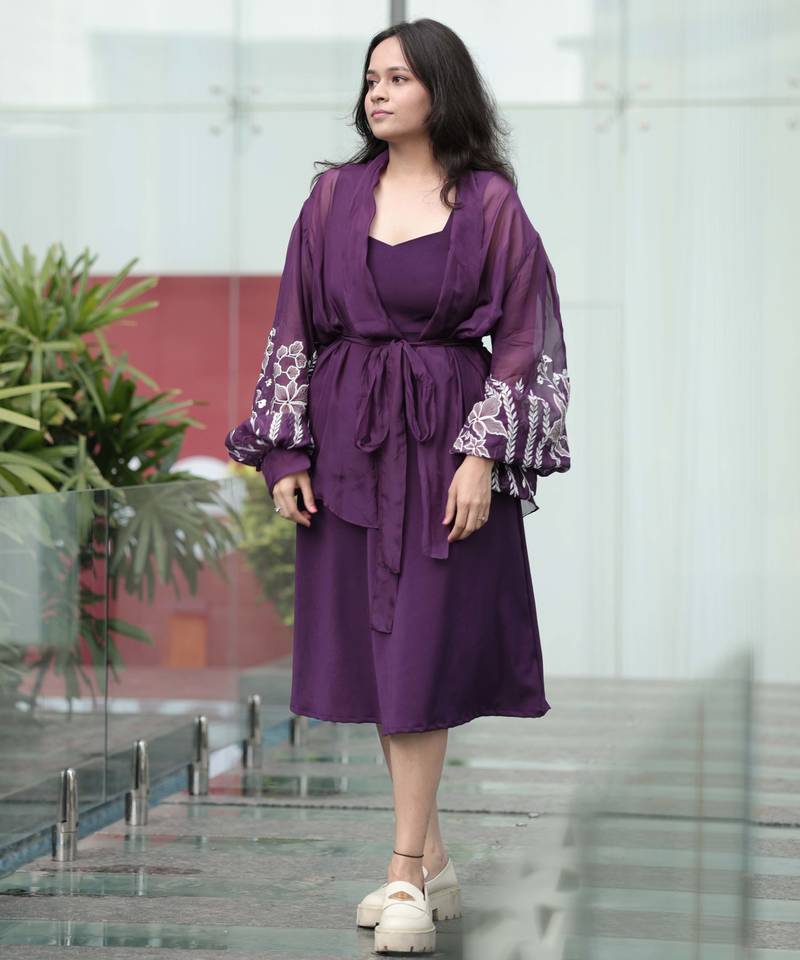 Bloomed purple with dress set