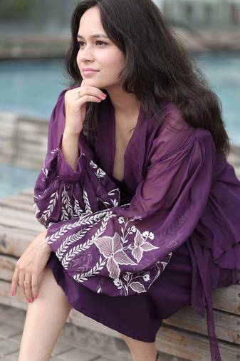Bloomed purple with white dress set