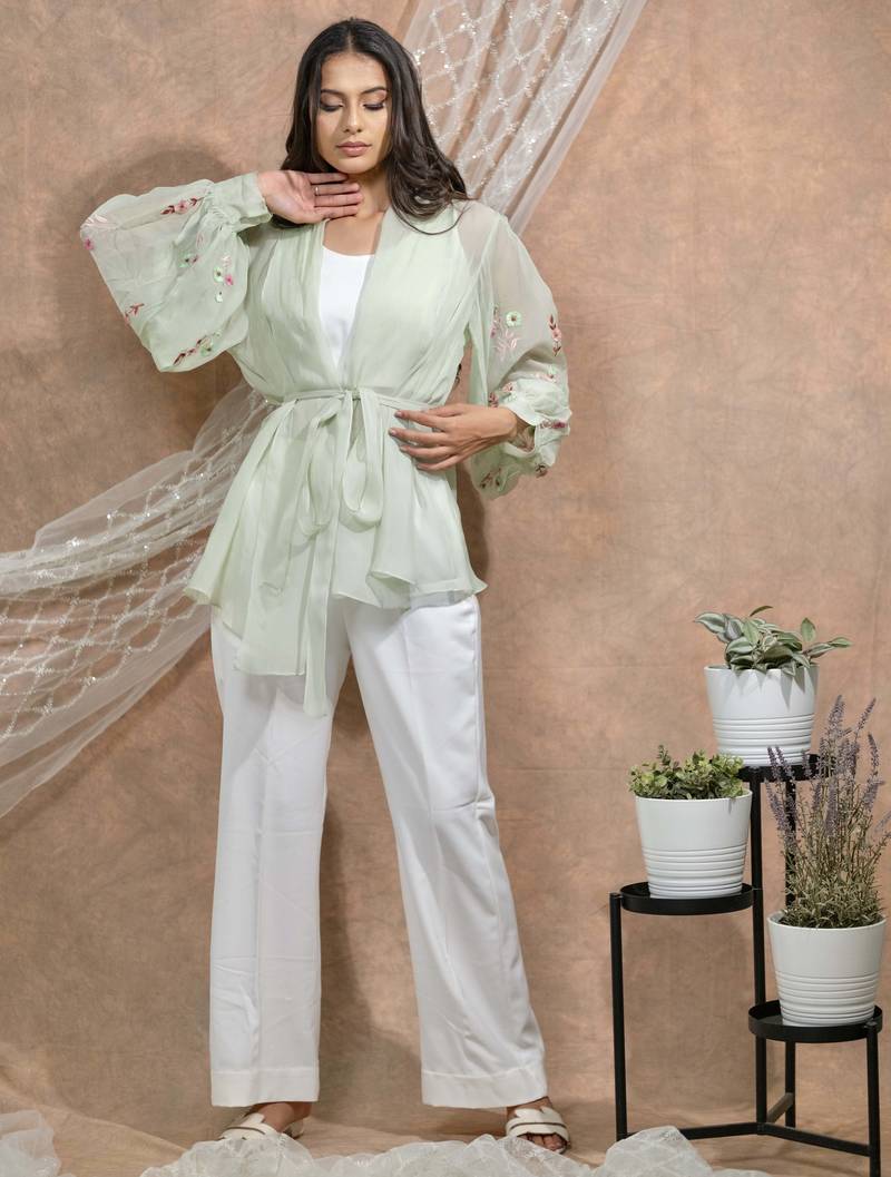 Bloomed mint with white co-ord set